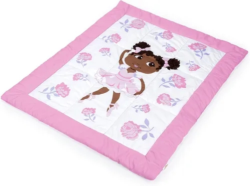 Little Muffincakes Zhara Manta acolchada para niños pequeños, estampado de bailarina y flores, 42.0 x 34.0 pulgadas, 18 meses en adelante, rosa