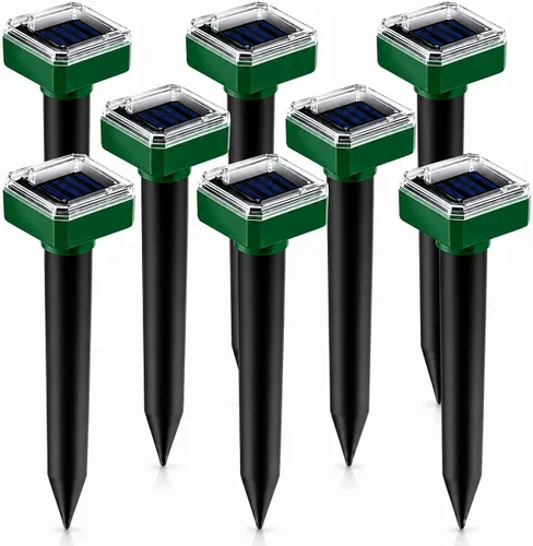 2026 8Pack Mole Repellent Solar Powered Sonic Gopher Repellent Stakes for Lawns,IP65 Waterproof Ultrasonic Mole Repellent for Lawns,Sonic Chipmunk