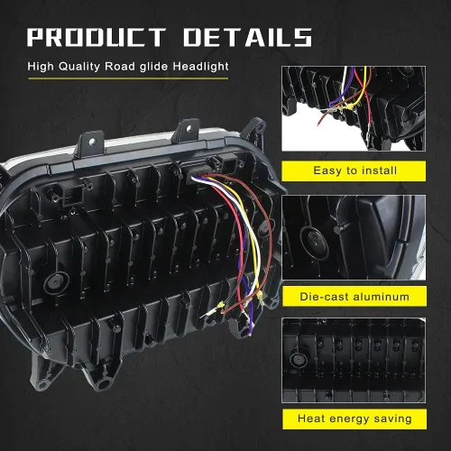 Miniatura 7 de Road Glide Faros LED con Intermitentes para Motocicletas, Luces Laterales de Circulación Diurna aptas para Motocicleta Road Glide 2015 2016 2017