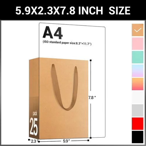 Miniatura 2 de EUSOAR Bolsas de compras de papel con asas, paquete de 25 bolsas pequeñas de papel kraft de 5.9 x 2.3 x 7.8 pulgadas, bolsa de mercancía