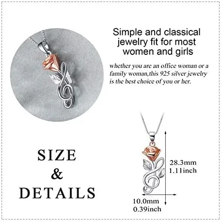 Miniatura 3 de Collar de plata de ley con flores de rosa, aretes, oro rosa con texto en inglés "I Love You Forever", regalo de joyería para mujeres y mujeres