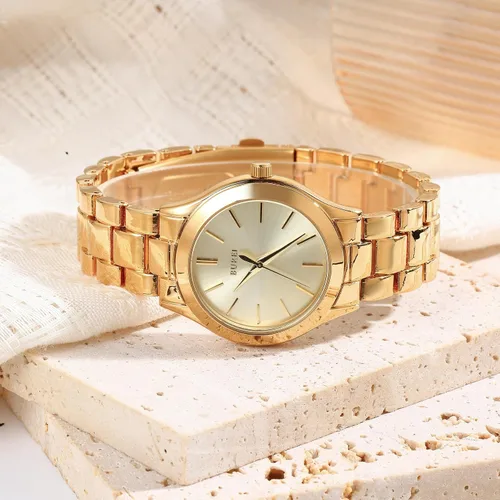 Miniatura 2 de BUREI Reloj de negocios para mujer con fecha de día, movimiento de cuarzo analógico, pulsera de acero inoxidable de oro plateado, reloj de moda