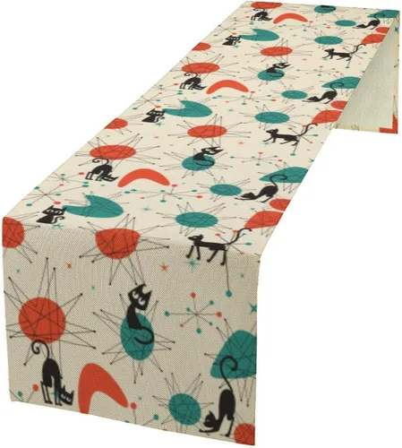 Miniatura 27 de Camino de mesa con estampado de piel de vaca, lino y algodón, rústico, estilo occidental, color negro, marrón, piel de vaca, para decoración