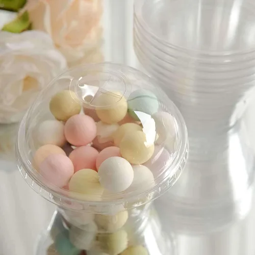 Miniatura 6 de Efavormart - Paquete de 50 tazas de plástico transparente de 7 onzas con tapas de cúpula, pudín y cuencos de frutas para eventos y concesiones a