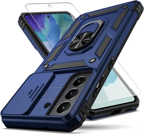 Miniatura 8 de Funda para Galaxy S21 FE 5G, con cubierta para lente de cámara, protector de pantalla HD, [grado militar] anillo de montaje en coche con soporte a