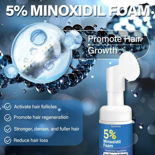 Miniatura 4 de Espuma de crecimiento del cabello de minoxidil al 5 % para hombres y mujeres, adecuada para adelgazamiento del cabello, línea capilar y pérdida
