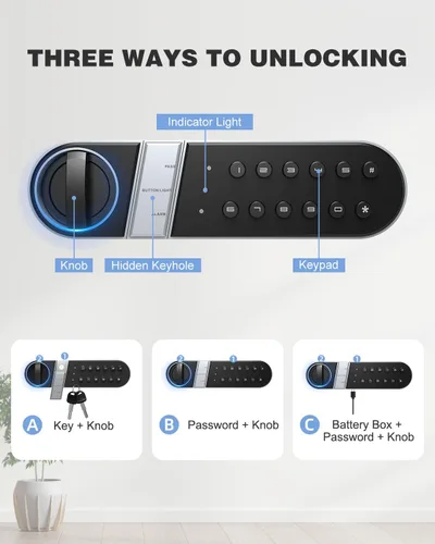 Miniatura 3 de Caja de seguridad, cajas de seguridad para el hogar con llave y bolsa ignífuga e impermeable, caja de seguridad pequeña de 0.8 pies cúbicos