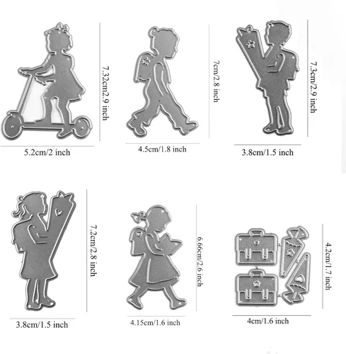 Miniatura 2 de Briartw Juego de 6 troqueles de corte de metal para niños y niñas, para manualidades, álbumes de recortes, plantillas en relieve, álbum, tarjetas