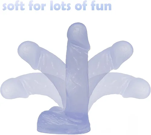 Miniatura 4 de Consolador pequeño realista de 4 pulgadas, tapón anal para principiantes, consolador anal suave con eje curvado y bolas, juguete sexual