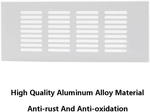 Miniatura 4 de 2 fundas para ventilación de aire, rejilla de ventilación de aleación de aluminio blanca rectangular, cubierta de rejilla de metal para armario