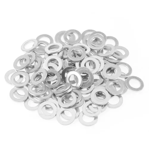 HELIFOUNER 100 Piezas M6x10x1.0mm Juntas de Tapón de Drenaje Automotriz, Arandelas de Aceite, Arandelas Planas de Aluminio, Diámetro Interior 6mm,
