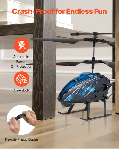 Miniatura 5 de Helicóptero RC VEVOR, helicóptero de control remoto de 2.4GHz, avión RC de 3.5 canales para niños, 16 minutos de tiempo de vuelo, mantenimiento