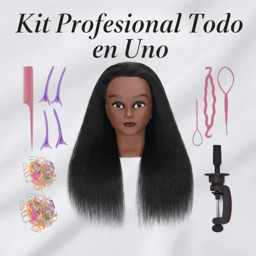 Miniatura 9 de Maniquí de cabello 100% real, de 16 pulgadas, cabeza de entrenamiento, maniquí de cosmetología, para peluquería, práctica, trenzar el cabello