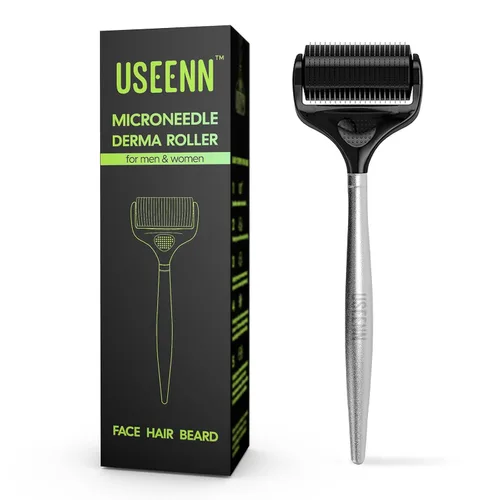 Rodillo Derma de titanio ultra ancho para cara, cabello, barba, cuero cabelludo, piel, cuerpo, mango de metal, rodillo de microagujas 1200 para
