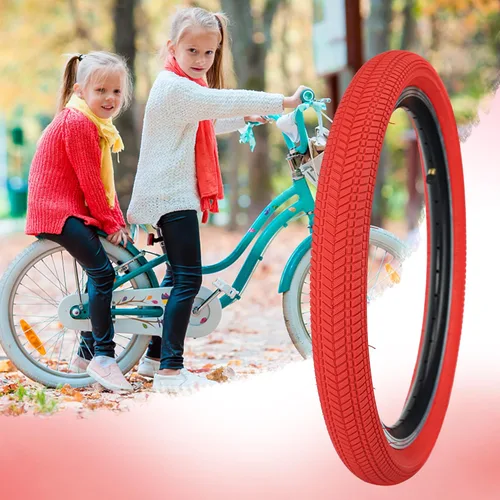 Miniatura 7 de Neumático de bicicleta de 14, 16, 20, 24, 26 x 2.125, paquete de 2 neumáticos de bicicleta para niños, neumáticos de repuesto plegables para la Rojo