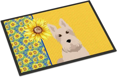 Miniatura 135 de Caroline's Treasures WDK5313MAT Airedale Terrier - Tapete para puerta delantera de 18 x 27 pulgadas, diseño de girasoles de verano, para entrada