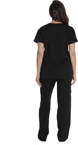 Miniatura 3 de Just Love Conjunto de exfoliante elástico sólido para mujer, parte superior envolvente elástica y pantalones cargo