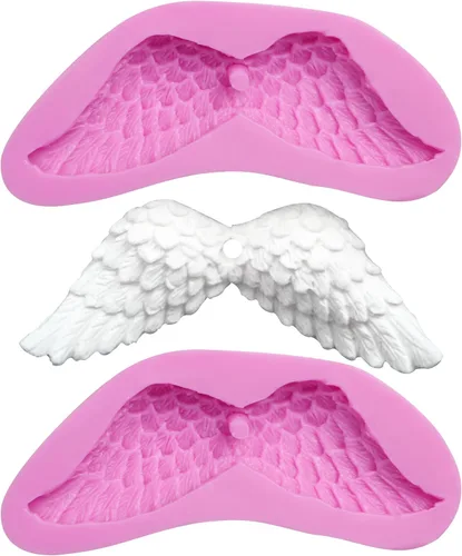 Moldes de resina de silicona con alas de ángel, 2 piezas con agujeros para hacer colgantes de alas, decoración de pasteles, adornos de cupcakes,
