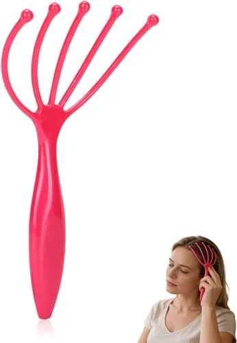 Agatige Masajeador de cabeza, portátil de plástico portátil, masajeador de cuero cabelludo para el crecimiento del cabello, rascador de cabeza,