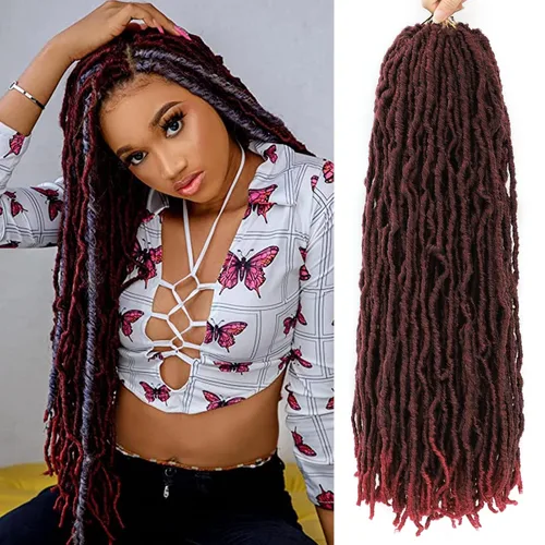 Miniatura 25 de Extensiones de cabello de ganchillo suaves de 22 pulgadas, 7 paquetes de rastas sintéticas preenlazadas para mujeres negras, extensiones de cabello