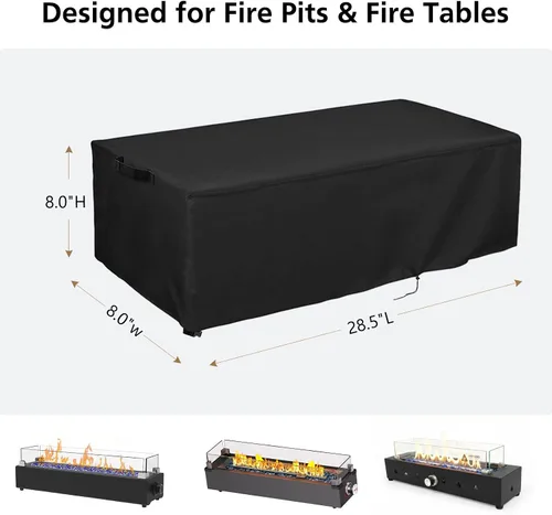 Miniatura 5 de TheElves Cubierta para hoguera de mesa, 28 pulgadas, rectangular, impermeable, resistente para BAIDE HOME Ciays Vaztrlus Senjoys para hogueras