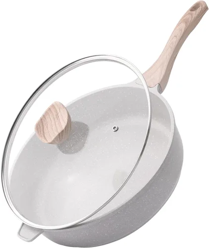 Miniatura 14 de Kordisen Sartén profunda antiadherente con tapa, sartén antiadherente de 10 pulgadas, sartén para saltear para cocinar, utensilios de cocina