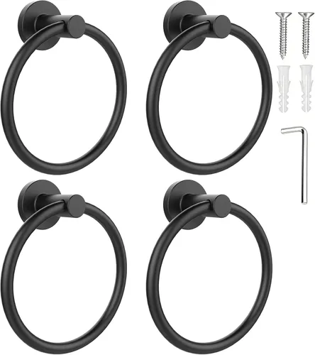 Miniatura 22 de SetSail Toallero de acero inoxidable con rosca para pared de baño, toallero de mano de acero inoxidable para baño, agujero de taladro de cocina