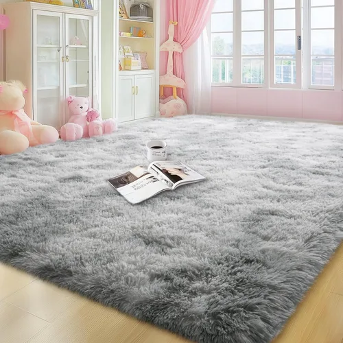 Miniatura 37 de qulint Alfombras de área de 5 x 7 pies para sala de estar, alfombra suave y esponjosa para dormitorio, alfombra de habitación de niños grandes, Gris
