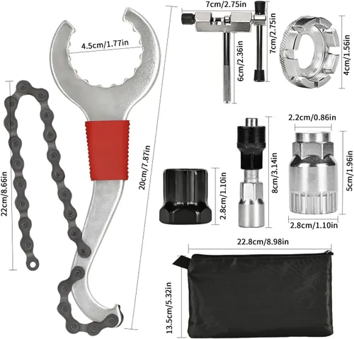 Miniatura 6 de Kit de herramientas para bicicleta, 10 piezas de herramientas profesionales de reparación de bicicletas para bicicleta de montaña con extractor de 6