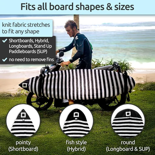 Miniatura 4 de Funda de calcetín para tabla de surf y funda para tabla de paddleboard Surf Squared - Bolsa protectora elástica ligera para tabla de surf - Negro