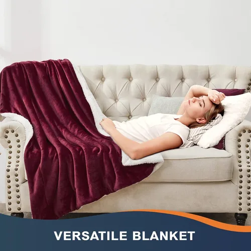 Miniatura 5 de Walensee Sherpa - Manta de forro polar de felpa, muy suave, reversible, manta de franela de microfibra para sofá, cama, sofá ultra lujoso, cálido
