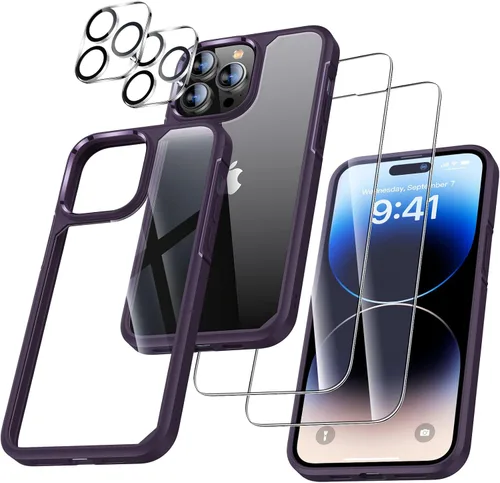 Miniatura 17 de UniqueMe [Diseño 5 en 1 para iPhone 13 Mini ase, paquete de 2 protectores de pantalla de vidrio templado + 2 protectores de lente de cámara