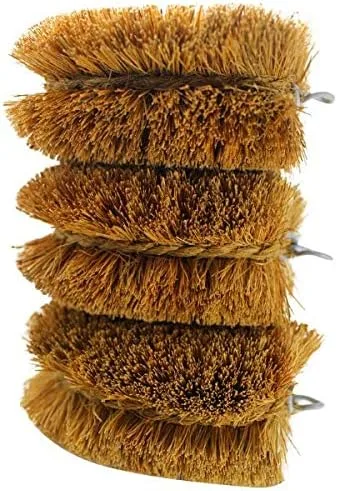 Miniatura 2 de Paquete de 3 cepillos para verduras Tawashi de fibra de coco natural, diseño japonés, ideal para frutas, verduras y uso doméstico con lazo
