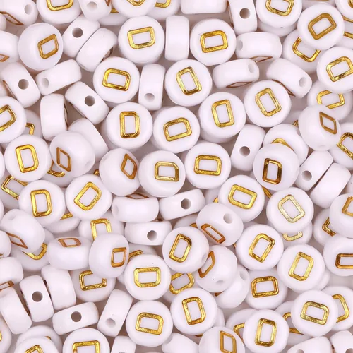 Miniatura 30 de 300 cuentas de letras S de 0.157 x 0.276 in, cuentas blancas del alfabeto de forma redonda acrílica, cuentas sueltas para pulseras con nombre