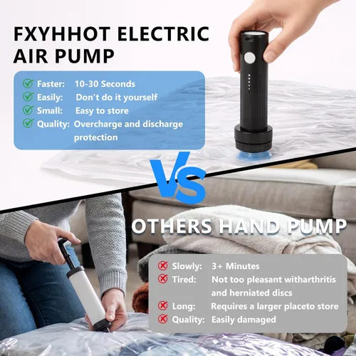 Miniatura 7 de Bomba de vacío eléctrica inalámbrica para bolsas de almacenamiento al vacío, viajes, bomba de aire de viaje, sello recargable USB portátil y bolsa