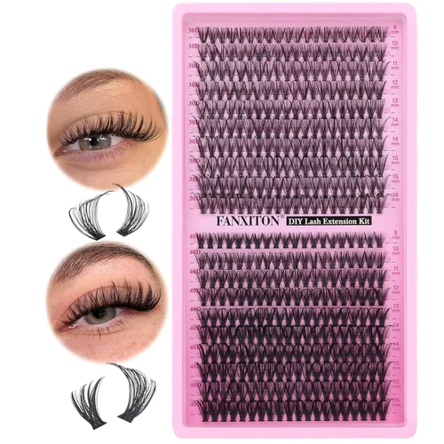 Miniatura 28 de Kit de pestañas en racimo, 280 racimos con cepillo, extensiones rizadas en D, con volumen, 23/64 a 40/64 pulgadas, 40D+50D, pestañas individuales