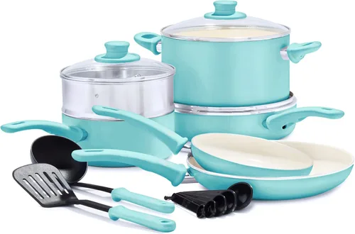 Miniatura 17 de GreenLife Soft Grip - Juego de 23 utensilios de cocina antiadherentes de cerámica saludable con utensilios de cocina, sin PFAS, apto para Negro