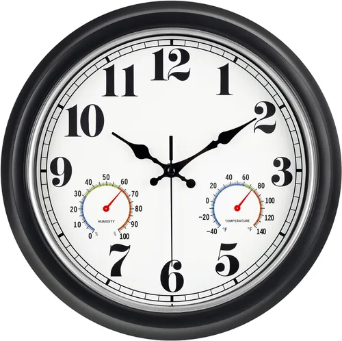Miniatura 19 de 45MinST Reloj de pared grande vintage de 13 pulgadas rojo-marrón, de cuarzo, funciona con batería, movimiento silencioso y preciso sin tictac con 13