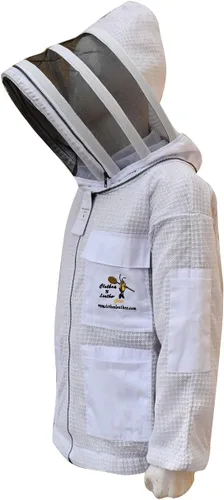 Miniatura 5 de Ropa y cuero Chaqueta ventilada de apicultura de 3 capas de protección completa Apicultores Chaqueta de abeja ultra ventilada con velo de esgrima