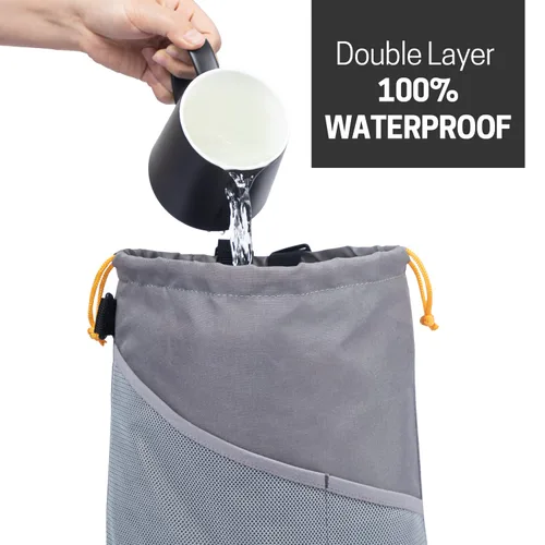 Miniatura 3 de GNEGNI 2 botes de basura para automóvil, bolsa de basura colgante para automóvil con forro impermeable a prueba de fugas Gris
