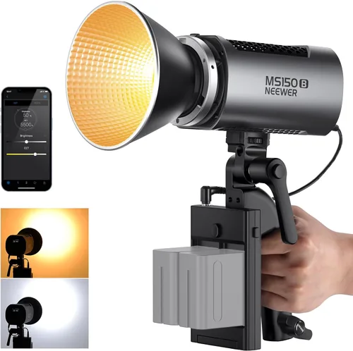 NEEWER MS150B 130W Luz de vídeo LED bicolor, iluminación de fotografía portátil mini COB con control de aplicación, modo 2.4G, montaje Bowens,