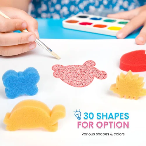 Miniatura 3 de LEOBRO 30 esponjas para pintar, aplicadores de pintura de esponja de forma, esponjas de pintura para manualidades, sellos de esponja de espuma