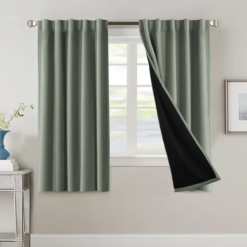 Miniatura 123 de H.VERSAILTEX Cortinas 100% opacas para dormitorio con forro negro, cortinas de oscurecimiento de habitación completa, con aislamiento térmico