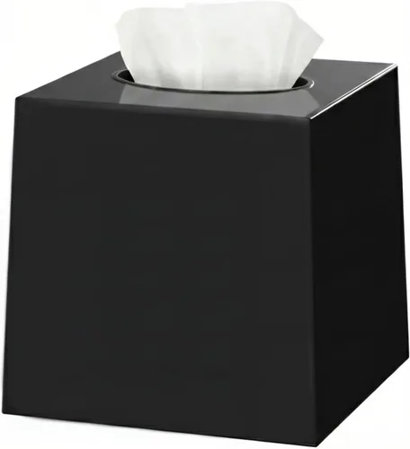 Funda para caja de pañuelos color negro – Soporte cuadrado para caja de pañuelos para accesorios de baño, encimera, cubierta de pañuelos decorativa