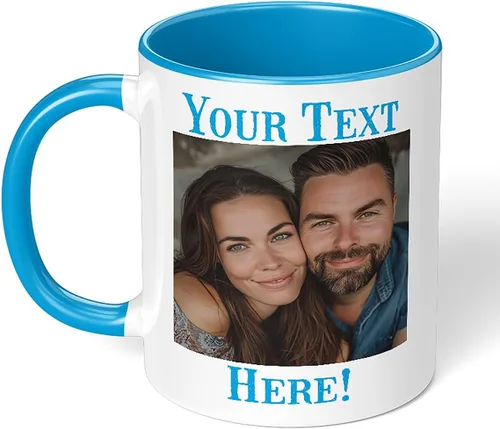 Miniatura 10 de Taza de café de cerámica negra personalizada de 11 onzas con texto, mensaje, tu texto aquí, nombre, DYE Taza para Cafe personalizadas, con foto