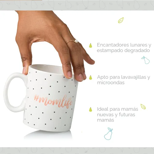 Miniatura 4 de Little Pear Taza Mom Life, Taza de Café de Cerámica, Regalo Ideal para Madres Nuevas y Futuras, Apta para Lavavajillas y Microondas, 13 onzas