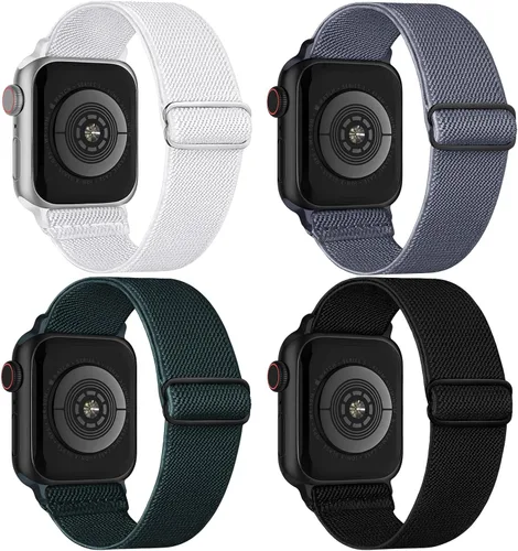 Miniatura 33 de Paquete de 4 correas elásticas Solo Loop compatibles con Apple Watch de 1.496 pulgadas, 1.575 pulgadas, 1.614 pulgadas, 1.654 pulgadas, 1.732