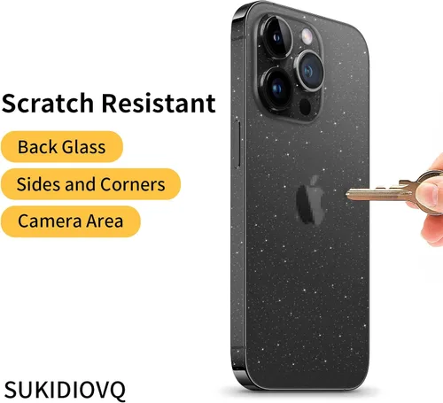 Miniatura 4 de Paquete de 2 calcomanías para iPhone 15, película protectora de vidrio transparente de fibra de carbono brillante, delgada, ultraligera, protector