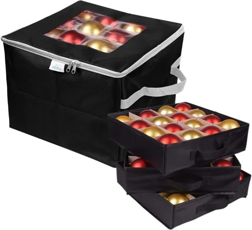 Miniatura 10 de ProPik - Caja de almacenamiento para adornos navideños, 3 bandejas separadas extraíbles con divisores para 48 esferas; organiza y protege