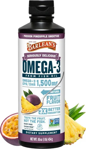 Miniatura 8 de Barlean's Suplemento líquido de aceite de pescado Omega 3 para hombres y mujeres, 1080 mg de ácido graso EPA y DHA, promueve la salud del cerebro